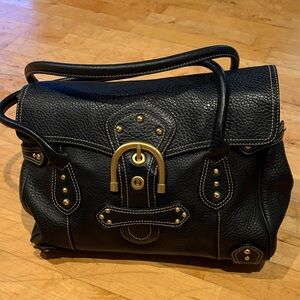 Vintage Maxx New York Black Satchel with Gold Accents